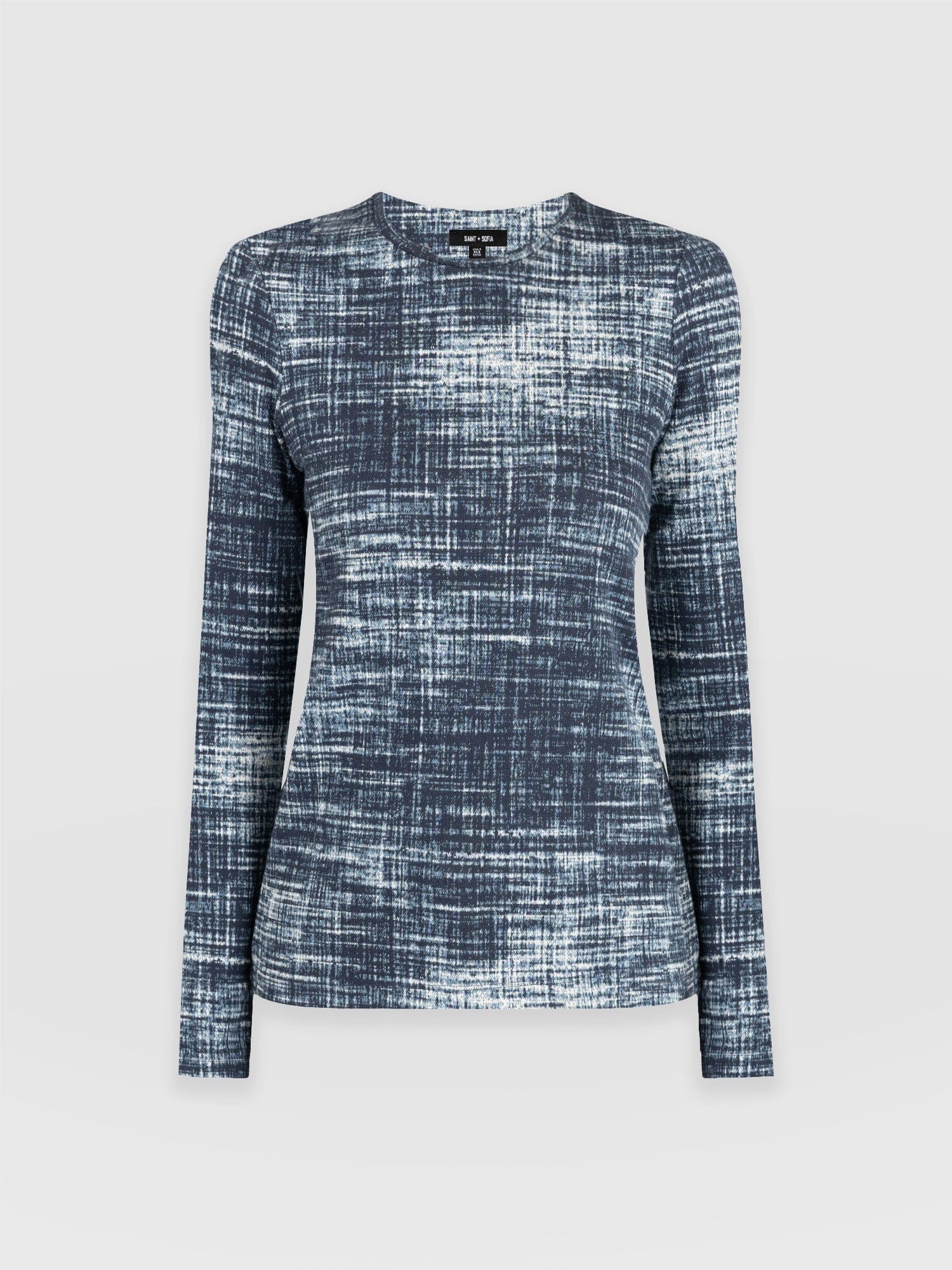 Glen Crew Neck Tee Blue Check - Women's T-Shirts | Saint + Sofia® USA